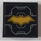 LEGO Black Tile 2 x 2 with Gold bat logo Sticker with Groove (3068)