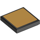 LEGO Black Tile 2 x 2 with Gold Square Sticker with Groove (3068)