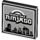 LEGO Black Tile 2 x 2 with 'GOOD DAY NINJAGO' Sticker with Groove (3068)