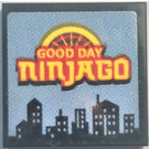 LEGO Black Tile 2 x 2 with Good Day Ninjago Sticker with Groove (3068)