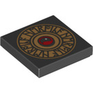 LEGO Black Tile 2 x 2 with Heroica Runes with Groove (3068 / 93954)