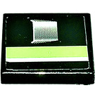LEGO Black Tile 2 x 2 with Lime green Sticker with Groove (3068)