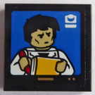 LEGO Noir Tuile 2 x 2 avec Man, Notebook et Pencil Autocollant avec rainure (3068)