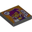 LEGO Schwarz Fliese 2 x 2 mit Minifigure mit Herz Glasses und Purple Haar mit Nut (3068 / 75455)