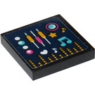 LEGO Noir Tuile 2 x 2 avec music note et coloured sound bars Autocollant avec rainure (3068)