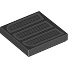 LEGO Black Tile 2 x 2 with Mustang Gray vents with Groove (3068 / 69192)