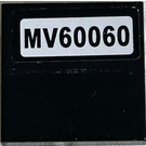 LEGO Black Tile 2 x 2 with MV60060 Sticker with Groove (3068)