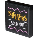 LEGO Black Tile 2 x 2 with Nifflers Sold Out Sticker with Groove (3068)