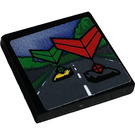 LEGO Noir Tuile 2 x 2 avec Race position  Autocollant avec rainure (3068)