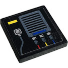 LEGO Black Tile 2 x 2 with Radio Equipment  Sticker with Groove (3068)