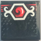 LEGO Black Tile 2 x 2 with Red and Silver pattern Sticker with Groove (3068)