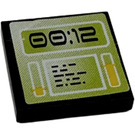 LEGO Black Tile 2 x 2 with Screen '00:12' 8971 Sticker with Groove (3068)