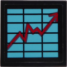 LEGO Schwarz Fliese 2 x 2 mit Screen mit ein Graph Aufkleber mit Nut (3068)