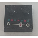 LEGO Schwarz Fliese 2 x 2 mit Bolzen auf Kante mit buttons und slider Aufkleber (33909)