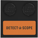 LEGO Black Tile 2 x 2 with Studs on Edge with ‘DETECT-A-SCOPE’ on Orange Background Sticker