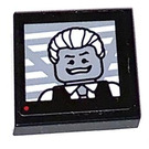 LEGO Noir Tuile 2 x 2 avec TV Screen avec Minifigure Autocollant avec rainure (3068)