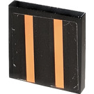 LEGO Schwarz Fliese 2 x 2 mit Zwei Orange Streifen Aufkleber mit Nut (3068)