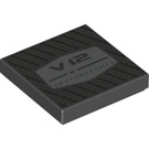 LEGO Black Tile 2 x 2 with V12 with Groove (3068 / 68206)