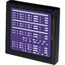 LEGO Zwart Tegel 2 x 2 met Violet Computer Screen met Data Sticker met groef (3068)