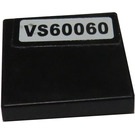 LEGO Black Tile 2 x 2 with "VS60060" Sticker with Groove (3068)