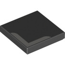 LEGO Black Tile 2 x 2 with White Corner with Groove (3068)