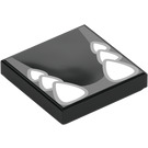 LEGO Black Tile 2 x 2 with White Teeth with Groove (3068 / 103773)