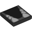 LEGO Black Tile 2 x 2 with White Teeth with Groove (3068 / 103773)