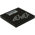 LEGO Black Tile 2 x 2 with White 'TETRONAS SYNTIUM' and '44' Sticker with Groove (3068)
