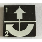 LEGO Noir Tuile 2 x 2 avec blanc En haut et Clockwise Arrows avec 1 et 2 Autocollant avec rainure (3068)