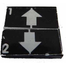 LEGO Black Tile 2 x 2 with White Up and DownArrows with 1 and 2 Sticker with Groove (3068)