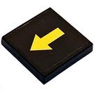 LEGO Zwart Tegel 2 x 2 met Geel Pijl Sticker met groef (3068)