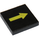 LEGO Black Tile 2 x 2 with Yellow Arrow with Groove (3068 / 81152)