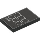 LEGO Black Tile 2 x 3 with '14:23' and Cut Squares (26603)