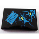 LEGO Black Tile 2 x 3 with Blue Plate with Rivets, Spider Web and Two Yellowhish Green Eyes -Right Side Sticker (26603)