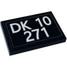 LEGO Black Tile 2 x 3 with DK 10 271 Sticker (26603)