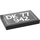LEGO Black Tile 2 x 3 with 'DK 77 942' Sticker (26603)