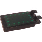 LEGO Black Tile 2 x 3 with Horizontal Clips with Dark Green Cover and Green Bolts Sticker ('U' Clips) (30350)
