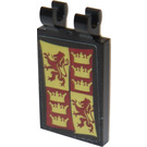 LEGO Zwart Tegel 2 x 3 met Horizontaal Clips met Gryffindor Banner Sticker (Dikke open 'O'-clips) (30350)