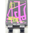 LEGO Zwart Tegel 2 x 3 met Horizontaal Clips met Map en GPS Sticker (Dikke open 'O'-clips) (30350)