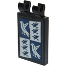LEGO Black Tile 2 x 3 with Horizontal Clips with Ravenclaw Banner Sticker (Thick Open 'O' Clips) (30350)