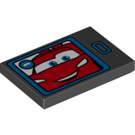 LEGO Black Tile 2 x 3 with Lightning McQueen (26603 / 33509)