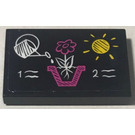 LEGO Black Tile 2 x 3 with plant pot, sun and watering can Sticker (26603)