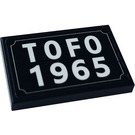 LEGO Black Tile 2 x 3 with TOFO 1965 Sticker (26603)