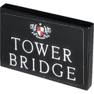 LEGO Black Tile 2 x 3 with Tower Bridge Sticker