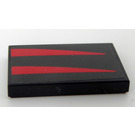 LEGO Black Tile 2 x 3 with Two Curved Red Stripes - Left Side Sticker (26603)