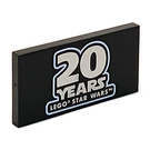 LEGO Black Tile 2 x 4 with '20 YEARS LEGO STAR WARS' (87079)