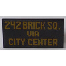 LEGO Black Tile 2 x 4 with '242 BRICK SQ. VIA CITY CENTER' Sticker (87079)