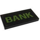 LEGO Zwart Tegel 2 x 4 met "Bank" Sticker (87079)