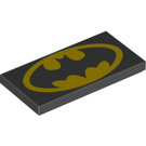 LEGO Schwarz Fliese 2 x 4 mit Batman Logo (26247 / 87079)