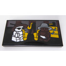LEGO Black Tile 2 x 4 with Black and White Babies Playing Saxophone Sticker (87079)